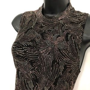 Glittery fitted mock neck dress